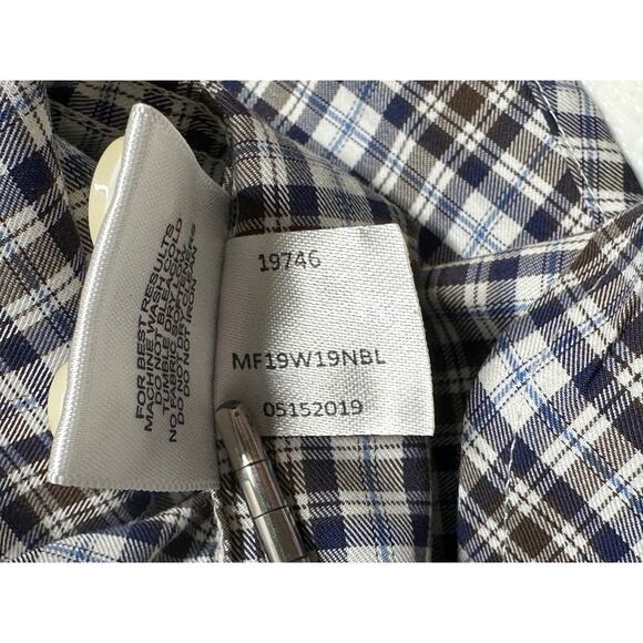 Peter Millar Shirt Mens XL Brown Navy Plaid Button Up Long Sleeves Casual Preppy - Picture 6 of 8